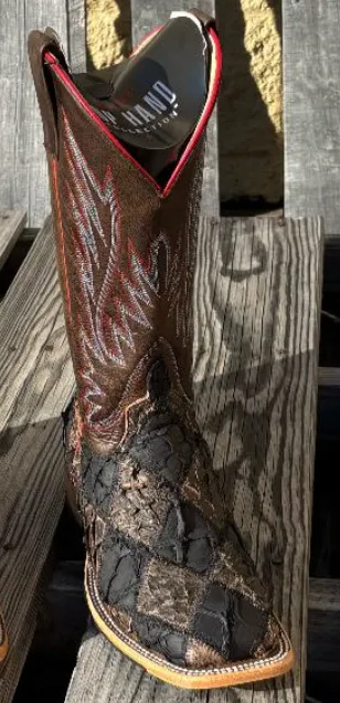 Men's Horse Power HP8064 Black Toasted Big Bass Patchwork Square Toe Boot