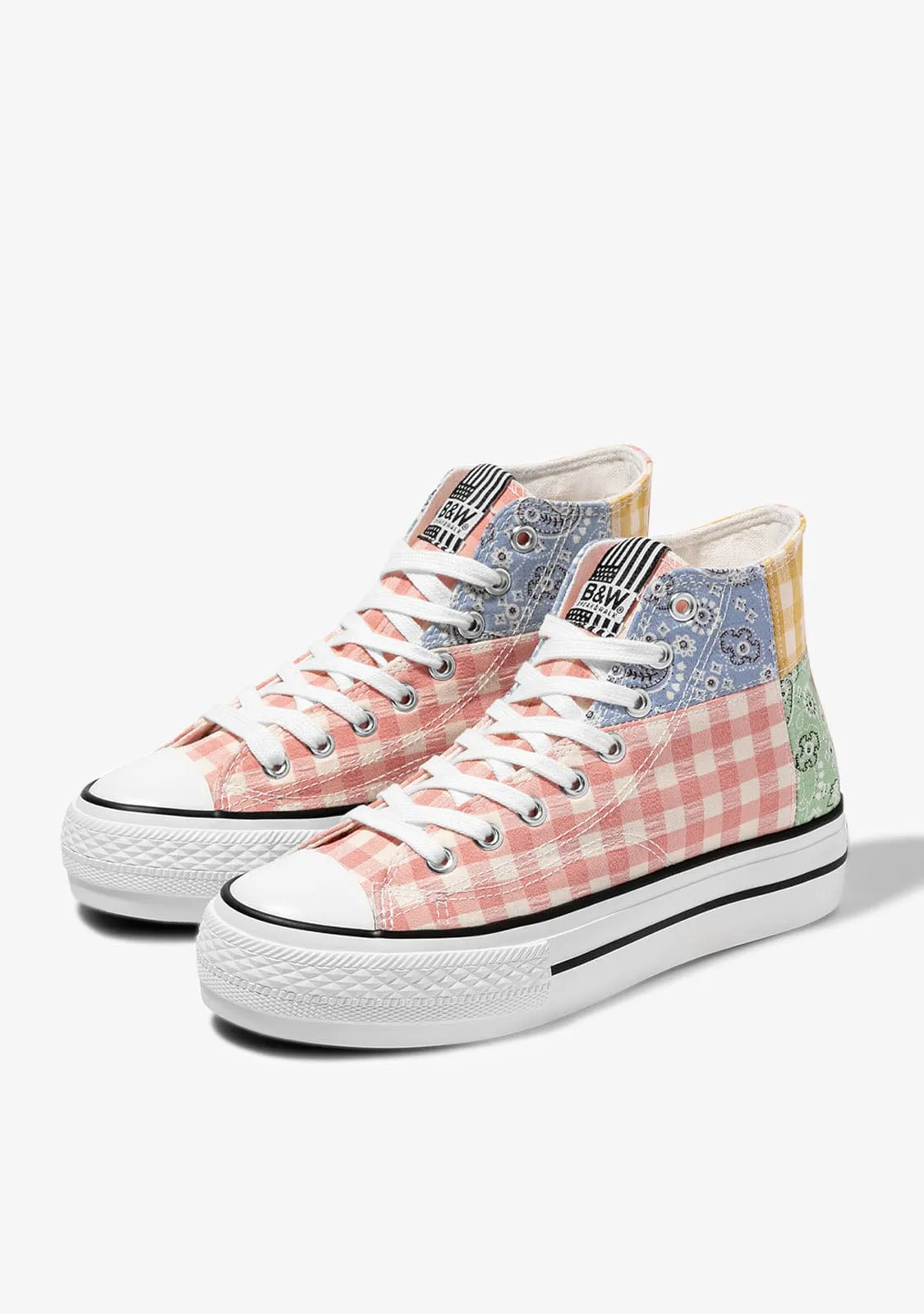 Multi Patchwork Hi-Top Sneakers