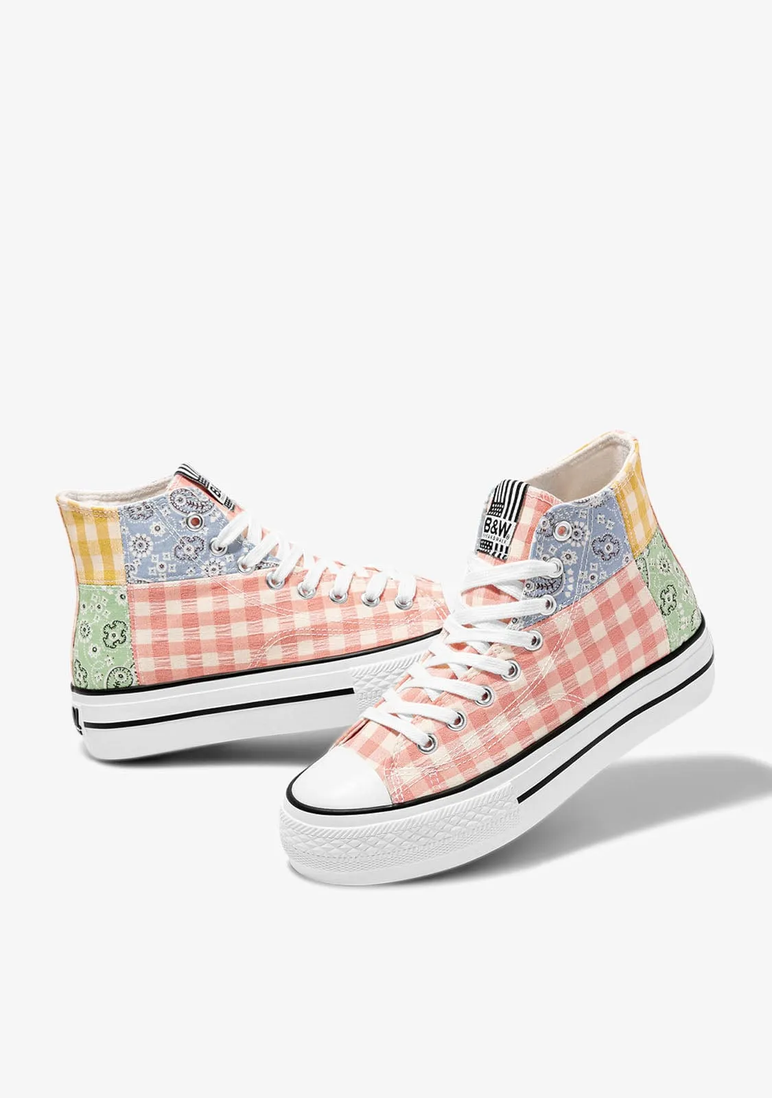 Multi Patchwork Hi-Top Sneakers