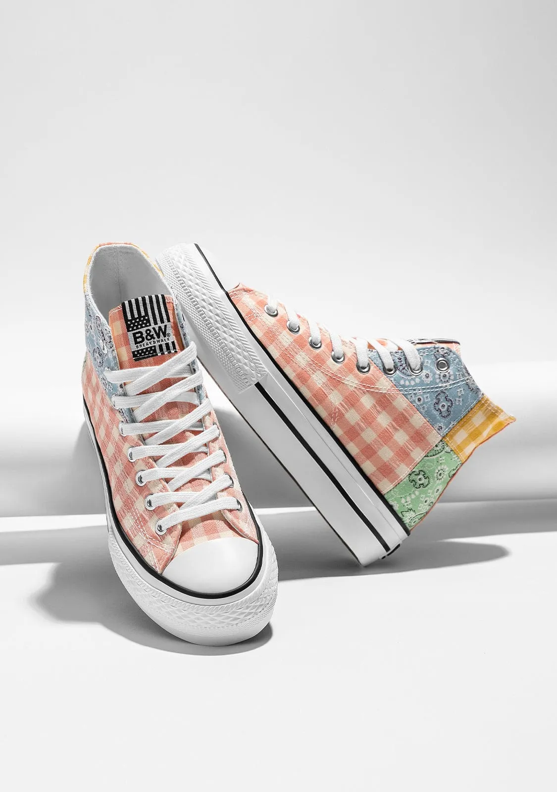 Multi Patchwork Hi-Top Sneakers