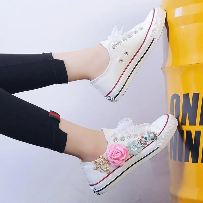 New Flower Casual Canvas Shoes Flat Trainers