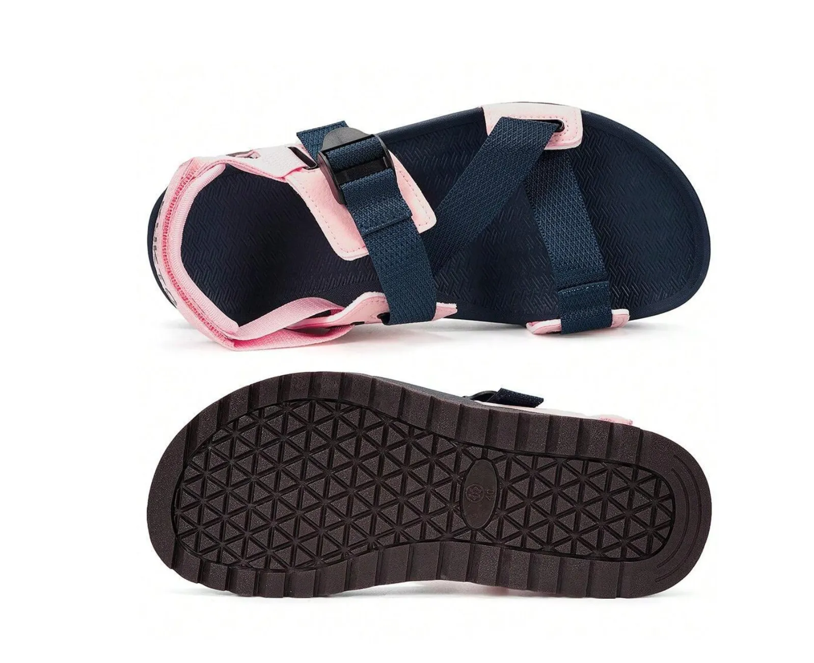 New Retail $90  KUKTO Mens Womens Sport Sandals Athletic Hiking Sandals with Arch Support Outdoor Adjustable Open Toe Summer Shoes for Walking Beach Casual Camping PINK/NAVY Fits Men 8, Women 9