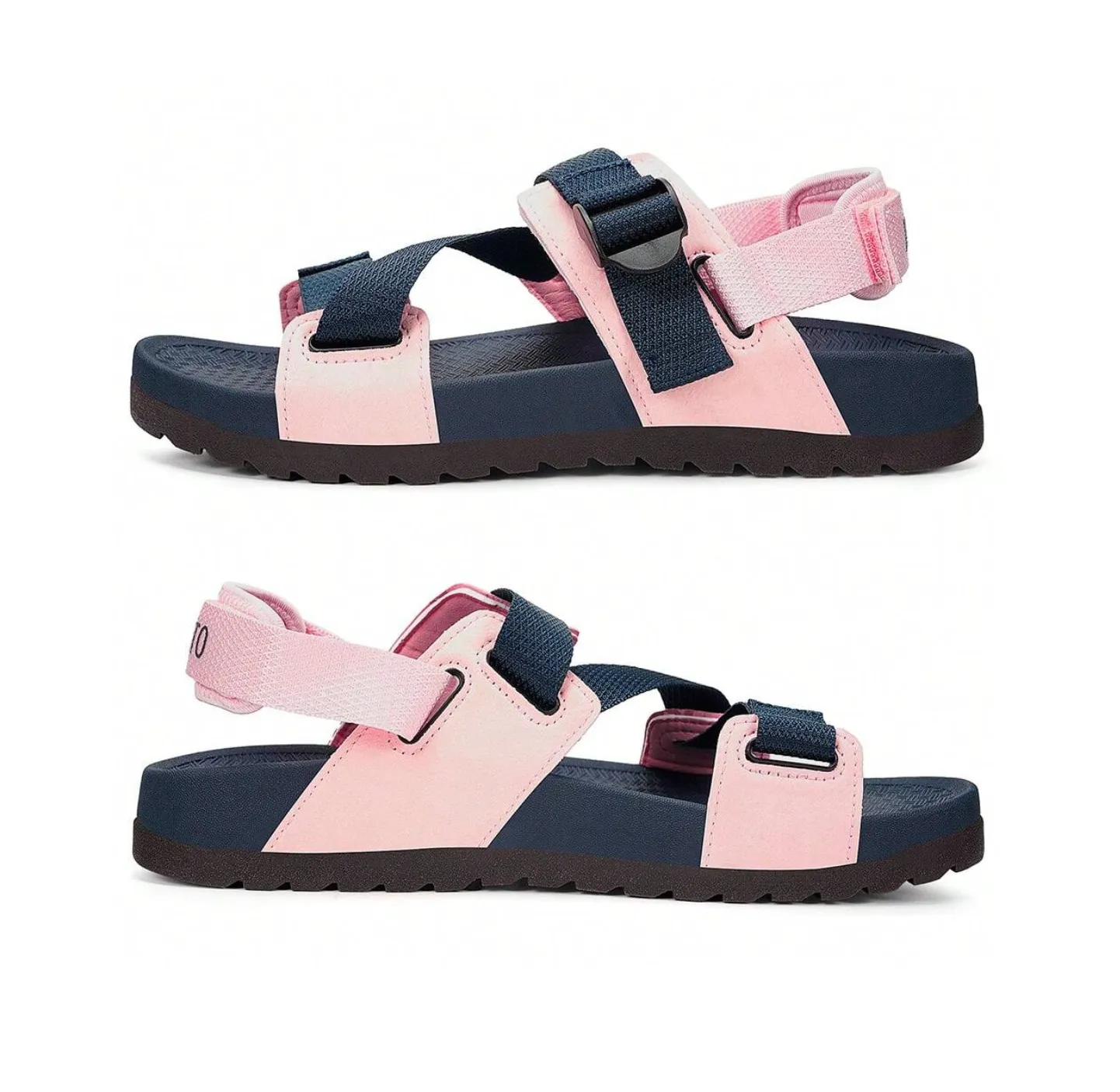 New Retail $90  KUKTO Mens Womens Sport Sandals Athletic Hiking Sandals with Arch Support Outdoor Adjustable Open Toe Summer Shoes for Walking Beach Casual Camping PINK/NAVY Fits Men 8, Women 9