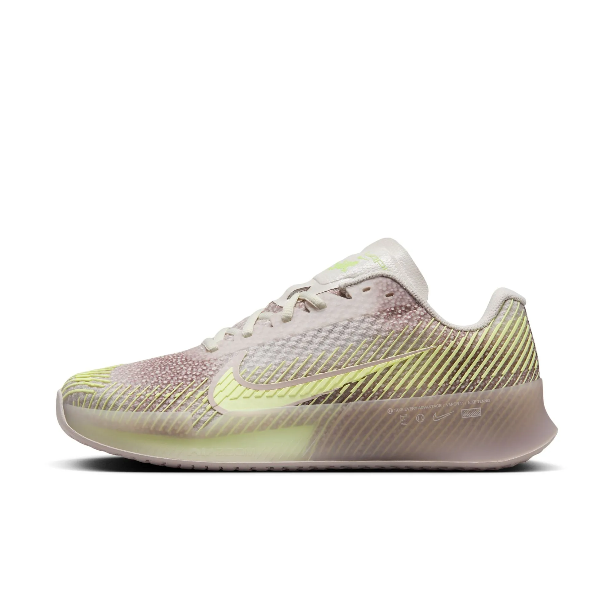 Nike Women's Air Zoom Vapor 11 Premium Shoes in PHANTOM/BARELY VOLT-PLATINUM VIOLET