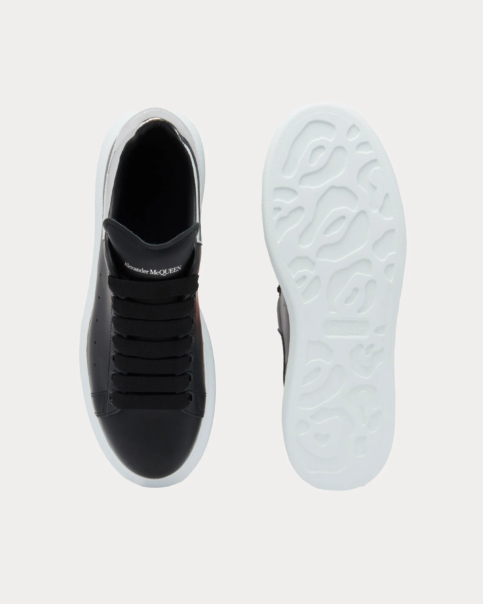 Oversized Leather Black / Silver Low Top Sneakers