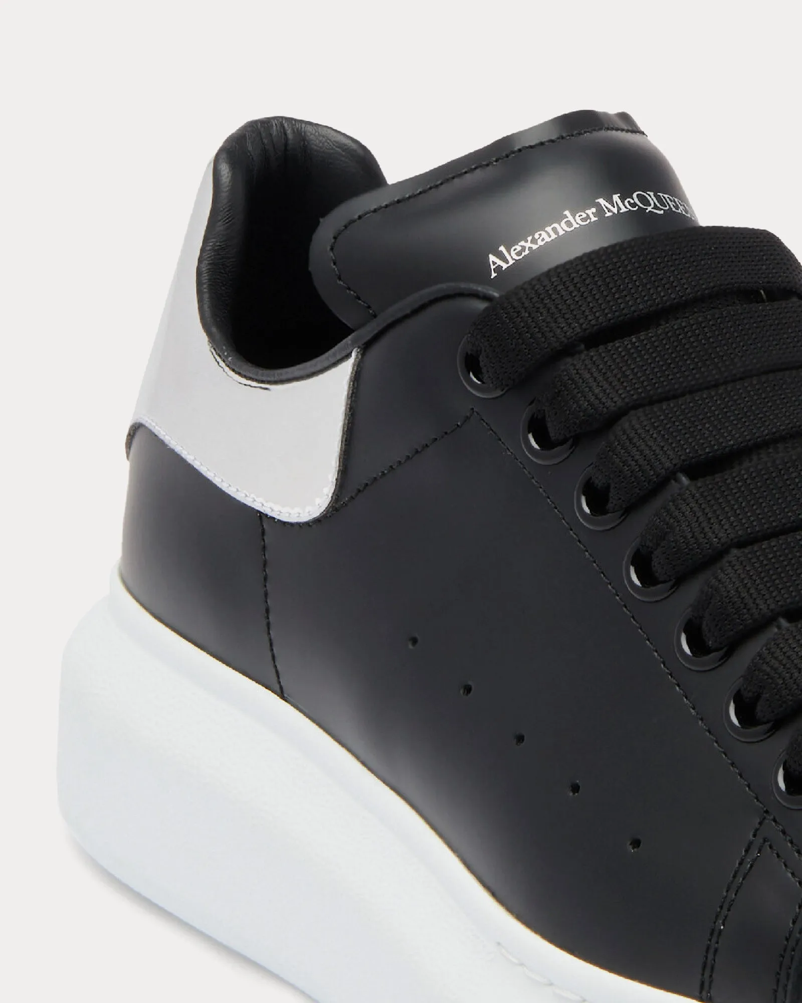 Oversized Leather Black / Silver Low Top Sneakers