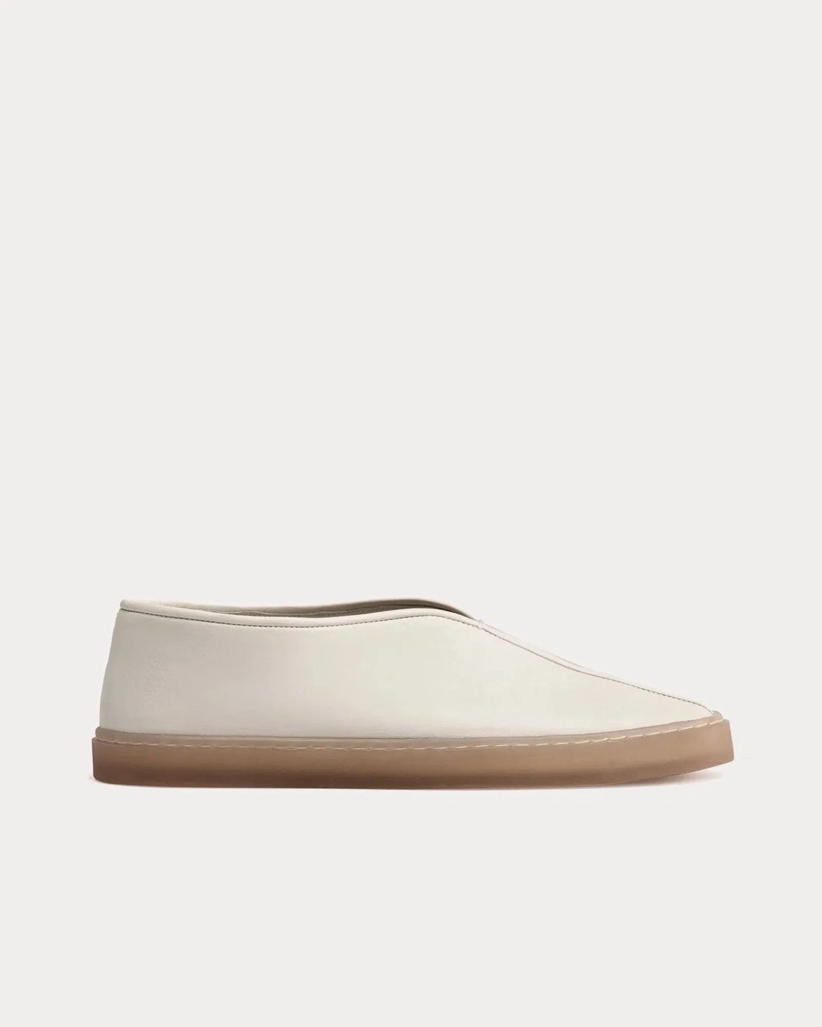 Piped Clay White Slip On Sneakers