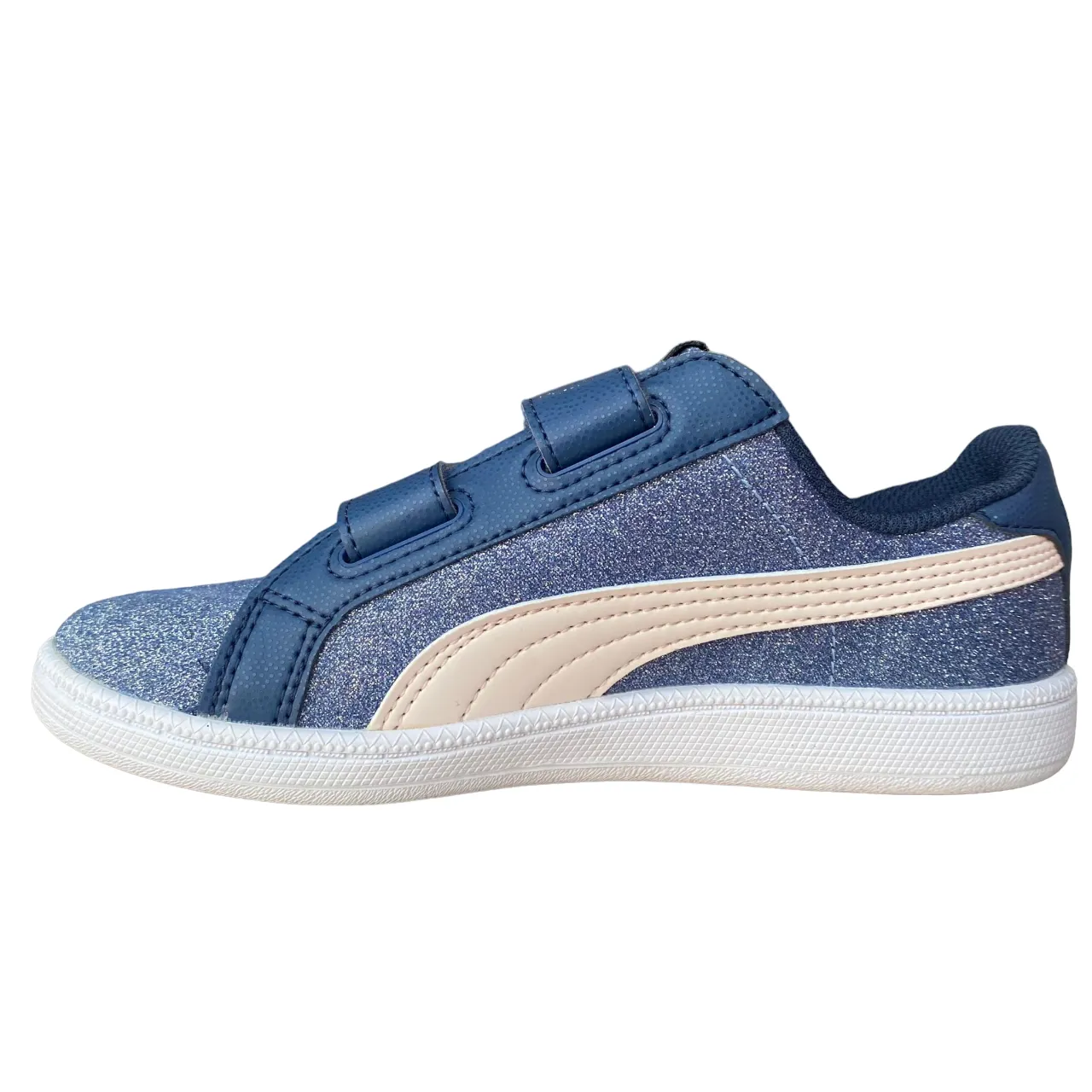 Puma scarpa sneakers da ragazza con strappo Smash glitterata V PS 362956 04 blu