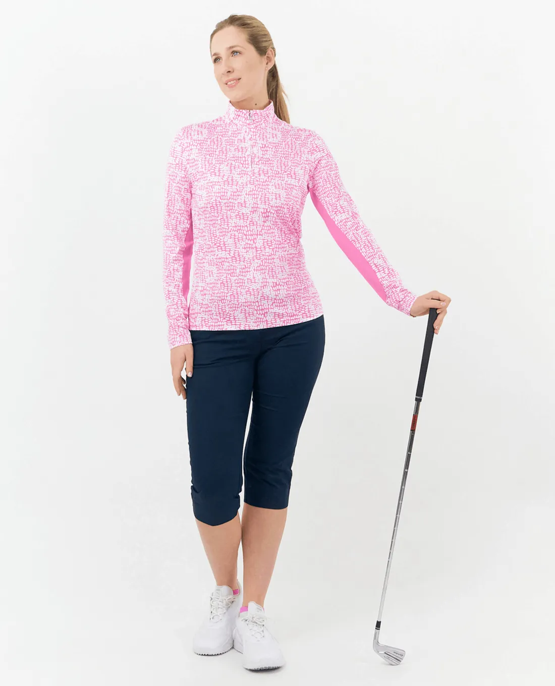 PURE GOLF  Balance Long Sleeve Mid Zip 445 Candy Pebble