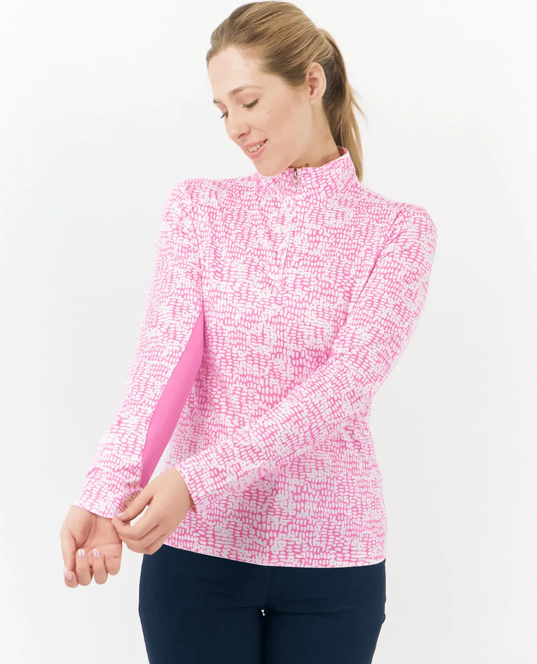 PURE GOLF  Balance Long Sleeve Mid Zip 445 Candy Pebble