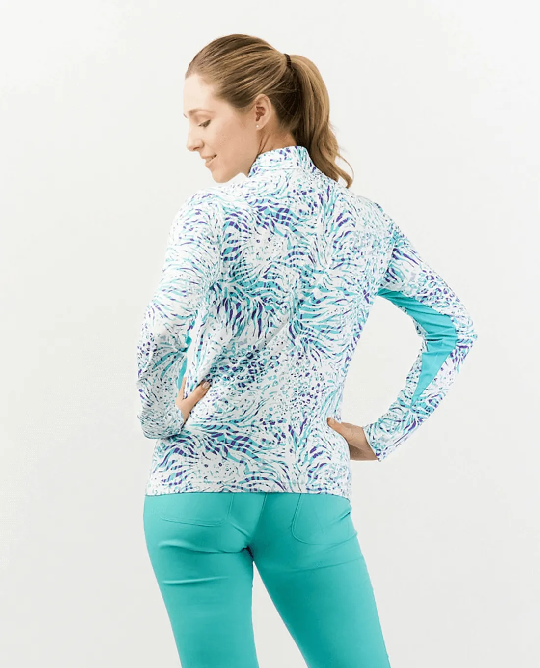 PURE GOLF  Balance Long Sleeve Mid Zip 445 Fierce Fusion