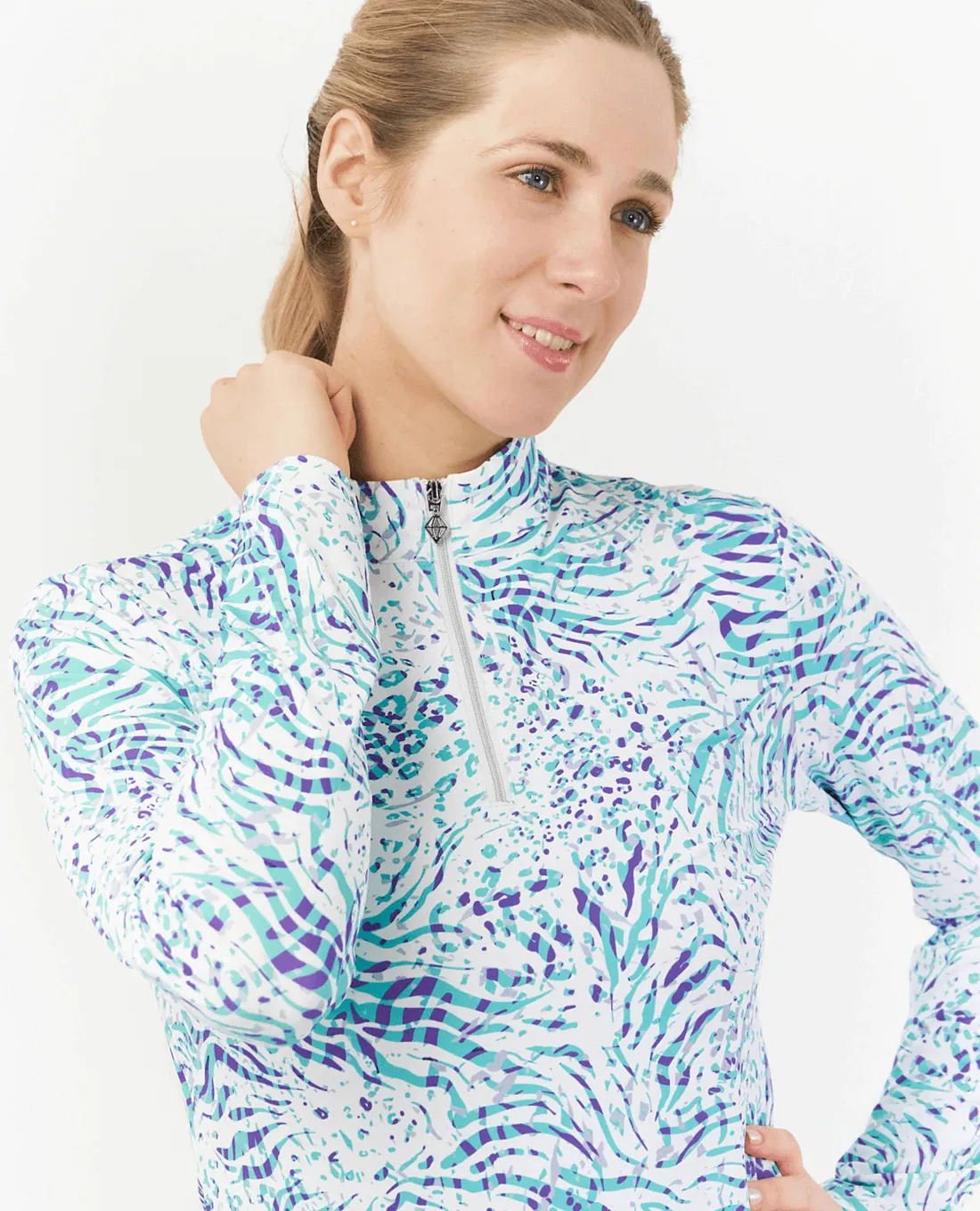 PURE GOLF  Balance Long Sleeve Mid Zip 445 Fierce Fusion