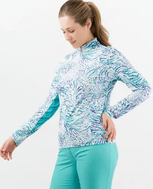 PURE GOLF  Balance Long Sleeve Mid Zip 445 Fierce Fusion