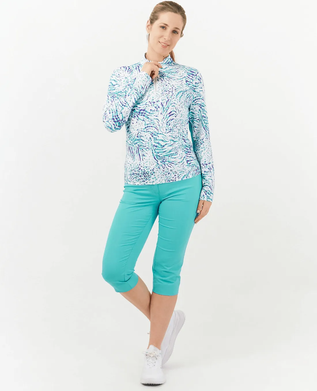 PURE GOLF  Balance Long Sleeve Mid Zip 445 Fierce Fusion