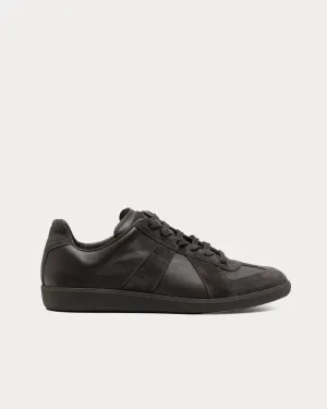Replica Leather Black Low Top Sneakers