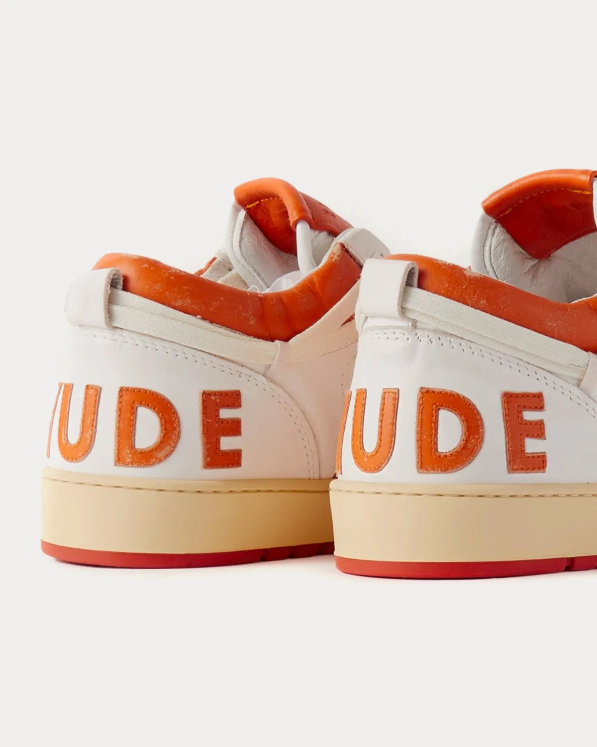 Rhecess Distressed Leather White / Orange Low Top Sneakers