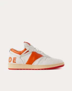 Rhecess Distressed Leather White / Orange Low Top Sneakers