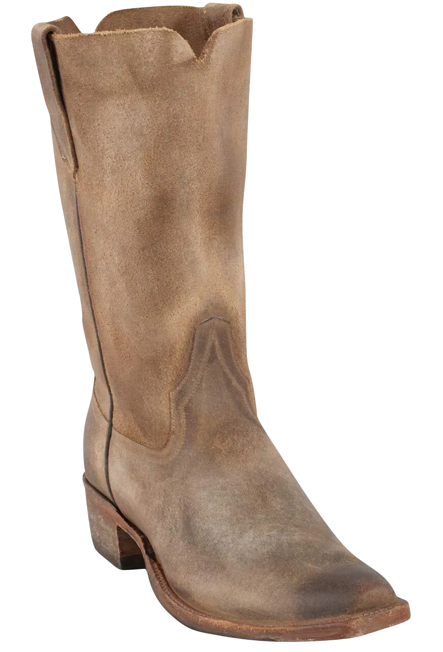 Rios of Mercedes Cowhide Suede Cowboy Boots - Distressed Sahara