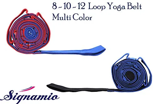 Signamio® Strap/Stretch Bands/Belt 12 Loop Options with Extra Safe Adjustable, Durable Delicate Texture - Best for Daily Stretching, Physical Therapy, Fitness -Yoga, Exercise, Gym- 12 Loop-Blue-Black