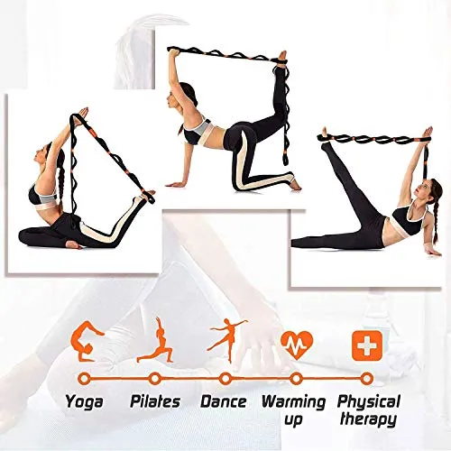 Signamio® Strap/Stretch Bands/Belt 12 Loop Options with Extra Safe Adjustable, Durable Delicate Texture - Best for Daily Stretching, Physical Therapy, Fitness -Yoga, Exercise, Gym- 12 Loop-Blue-Black