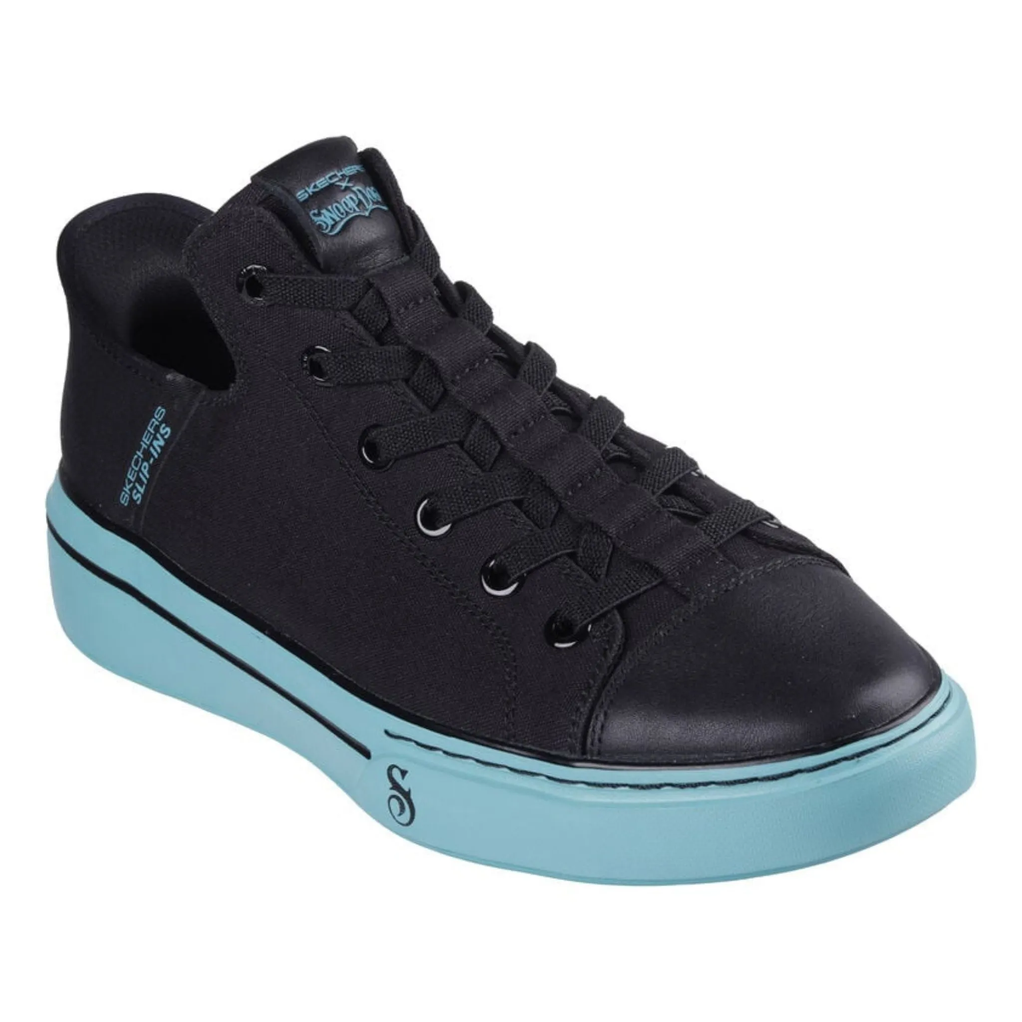 Skechers Men's 251032 Snoop One-OG Tela Black Aqua Slip-ins Casual Shoes