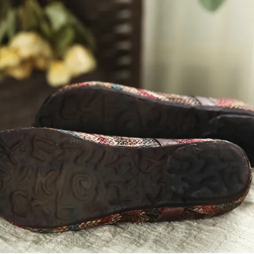 Stitching Woven Ethnic Retro Flat Shoes|Gift Shoes