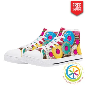 The Donut Lovers Ladies High Top Canvas Shoes