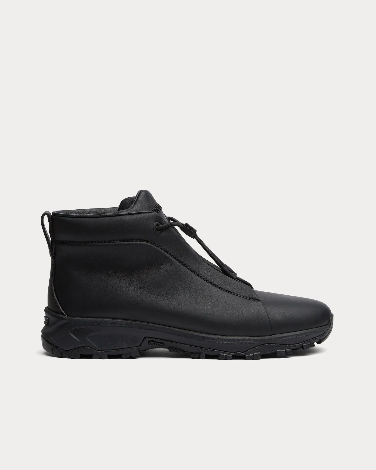 Triple Stitch Vetta Leather Black High Top Sneakers