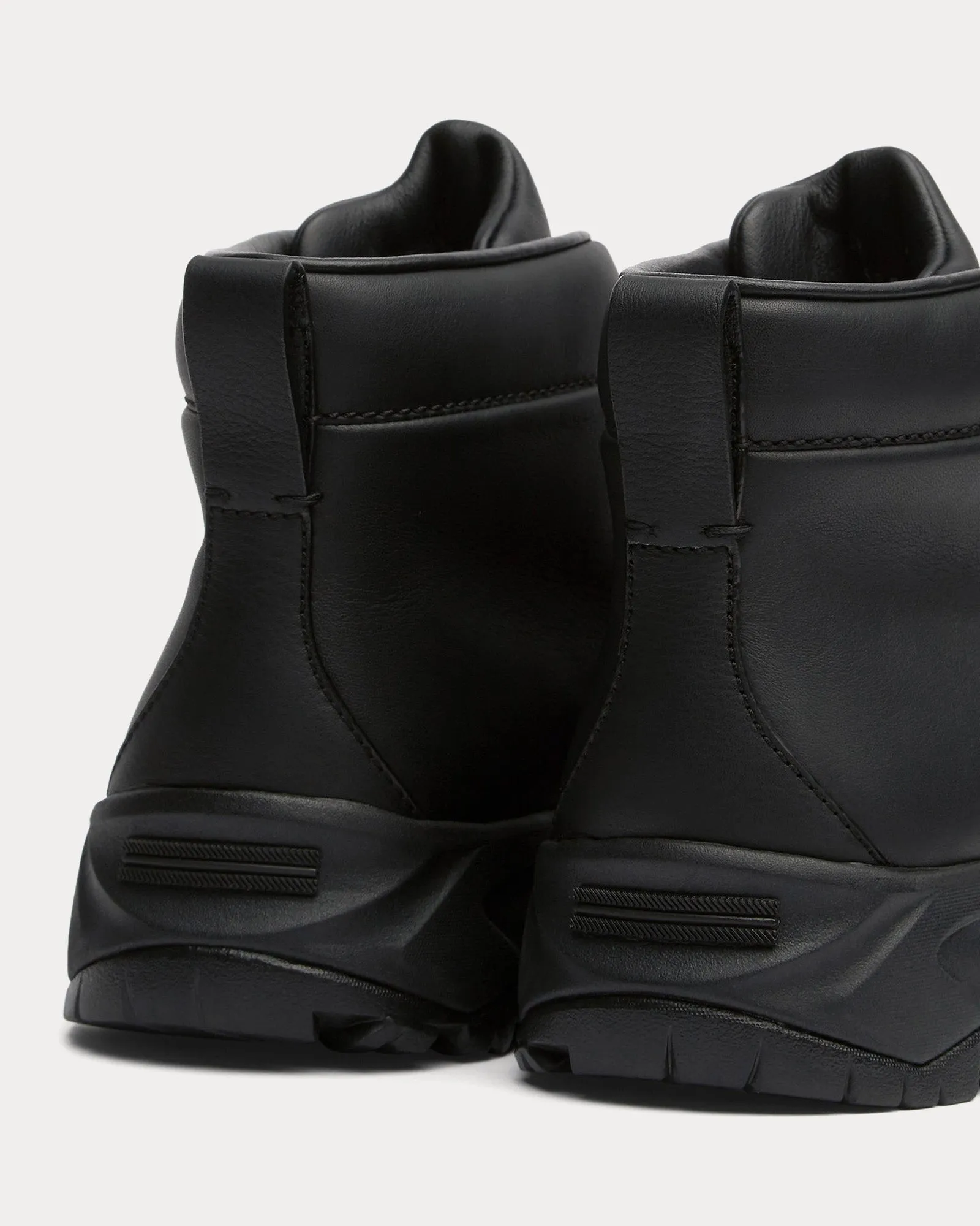 Triple Stitch Vetta Leather Black High Top Sneakers