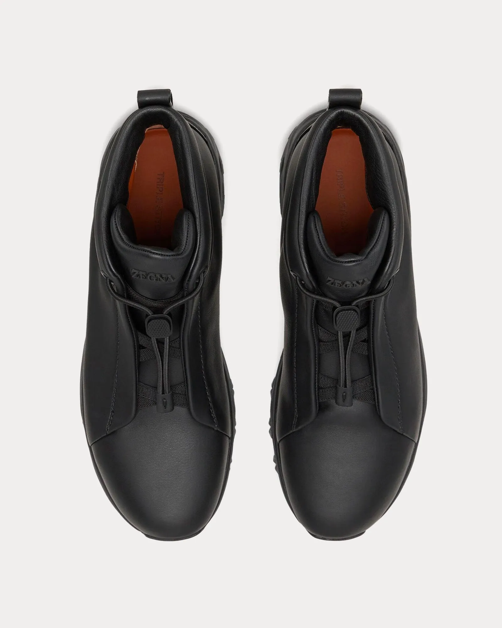 Triple Stitch Vetta Leather Black High Top Sneakers