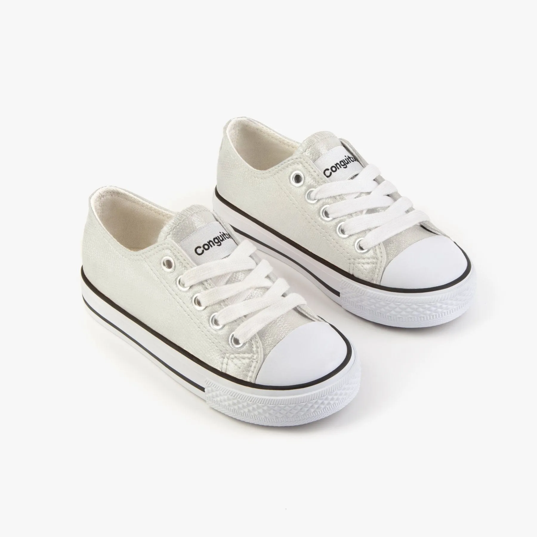 Unisex Metallized Silver Sneakers