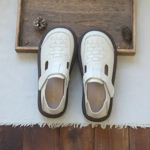 Women Plaited Leather Velcro Summer Casual Sandals
