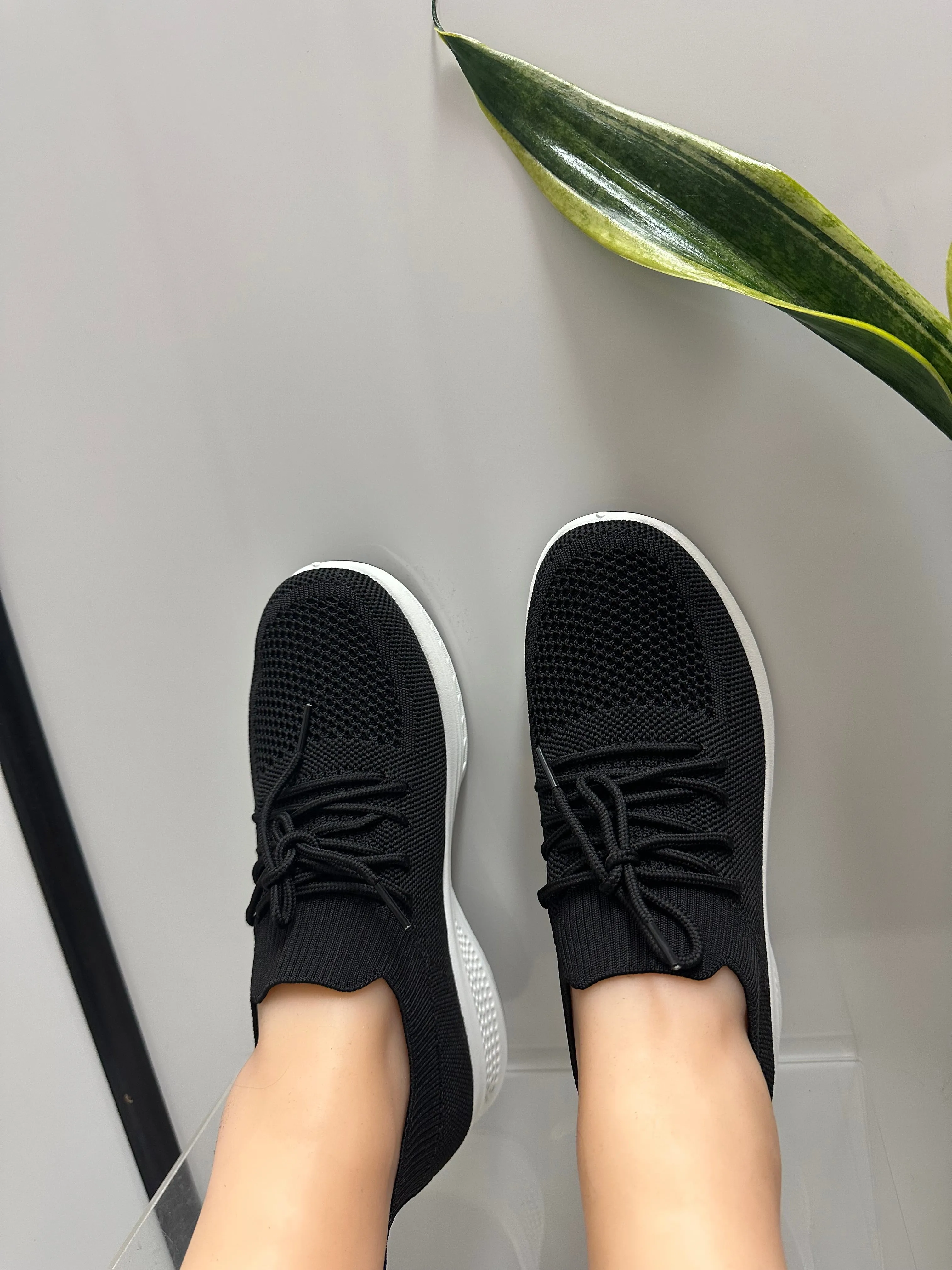 Women Tennis shoes/Black-Knitting-2