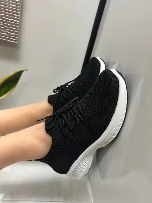 Women Tennis shoes/Black-Knitting-2