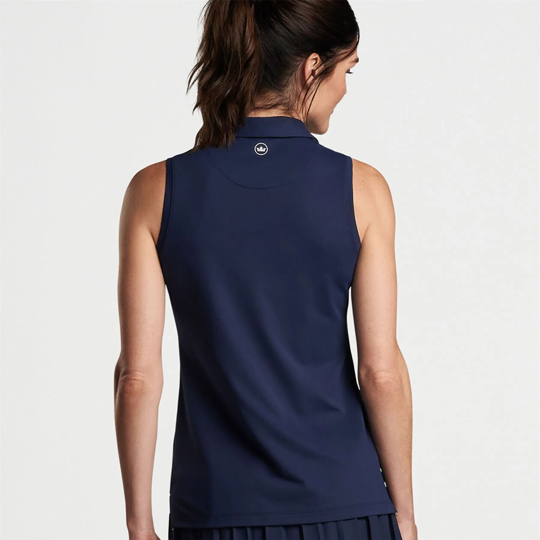 Womens Banded Sport Mesh Sleeveless Button Polo Navy - 2024