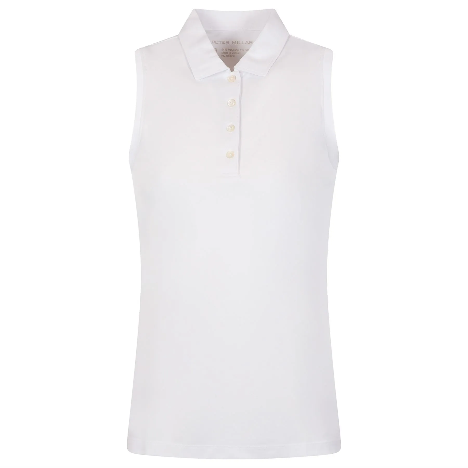Womens Banded Sport Mesh Sleeveless Button Polo White - 2024