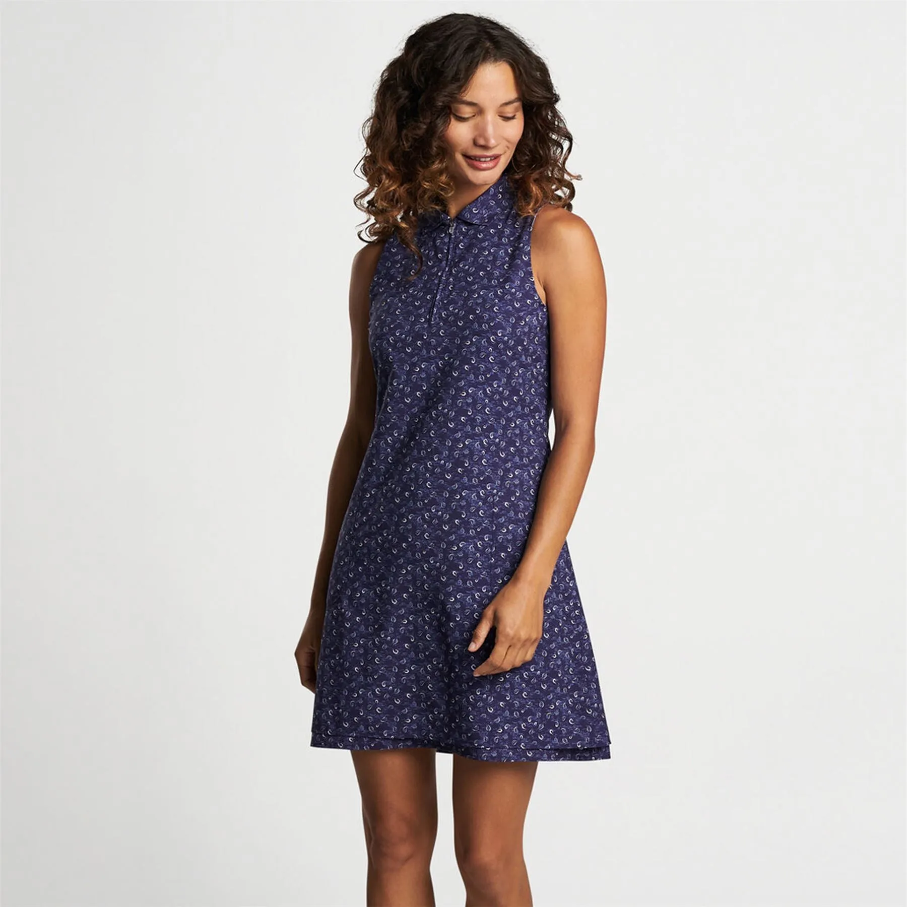 Womens Carner Tossed Paisley Sleeveless Sport Dress Navy - SS24