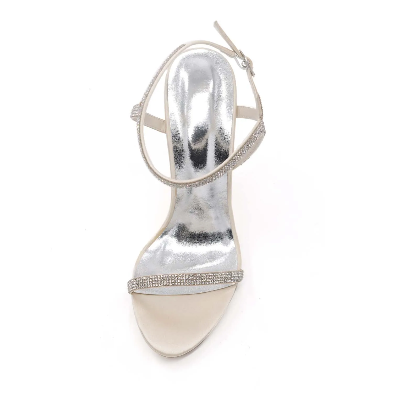 Women's Satin Stiletto Heel Pumps With Rhinestone Wedding Shoes Bridal Shoes