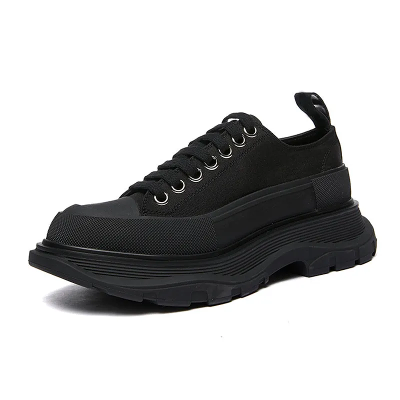 xakxx McQueen Canvas Platform White Shoes Autumn New Korean Style Versatile Muffin Sports Height Increasing Women's Casual Daddy Shoes