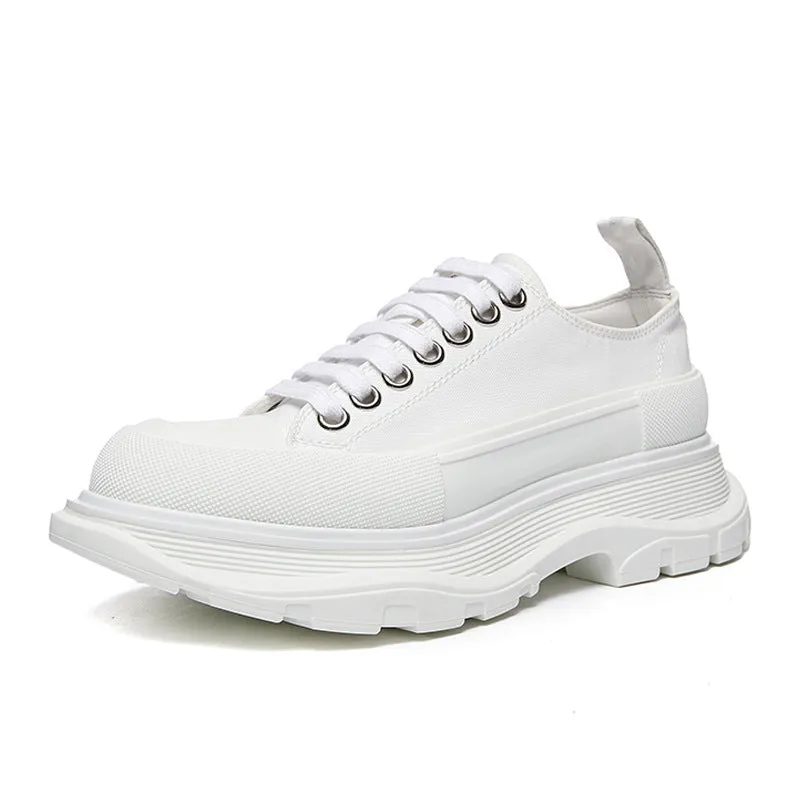xakxx McQueen Canvas Platform White Shoes Autumn New Korean Style Versatile Muffin Sports Height Increasing Women's Casual Daddy Shoes