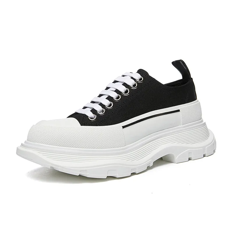 xakxx McQueen Canvas Platform White Shoes Autumn New Korean Style Versatile Muffin Sports Height Increasing Women's Casual Daddy Shoes